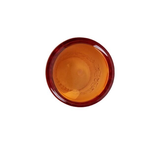 Vintage Plastic Dishes Set 4 Plates Tumblers Orange Embossed Scroll Boho Picnic - Picture 7 of 9